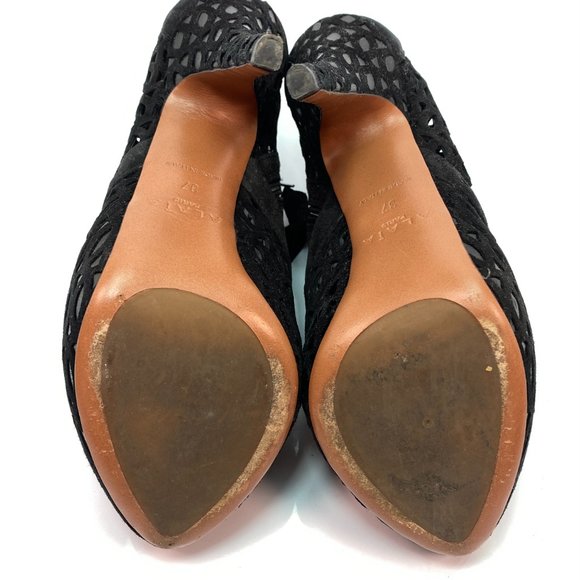 🌷❤️‍🔥SPRING SALE 🔥 FINAL PRICE🌷💥Alaia Black Suede Sandals Heels Pumps 37 - Picture 6 of 7